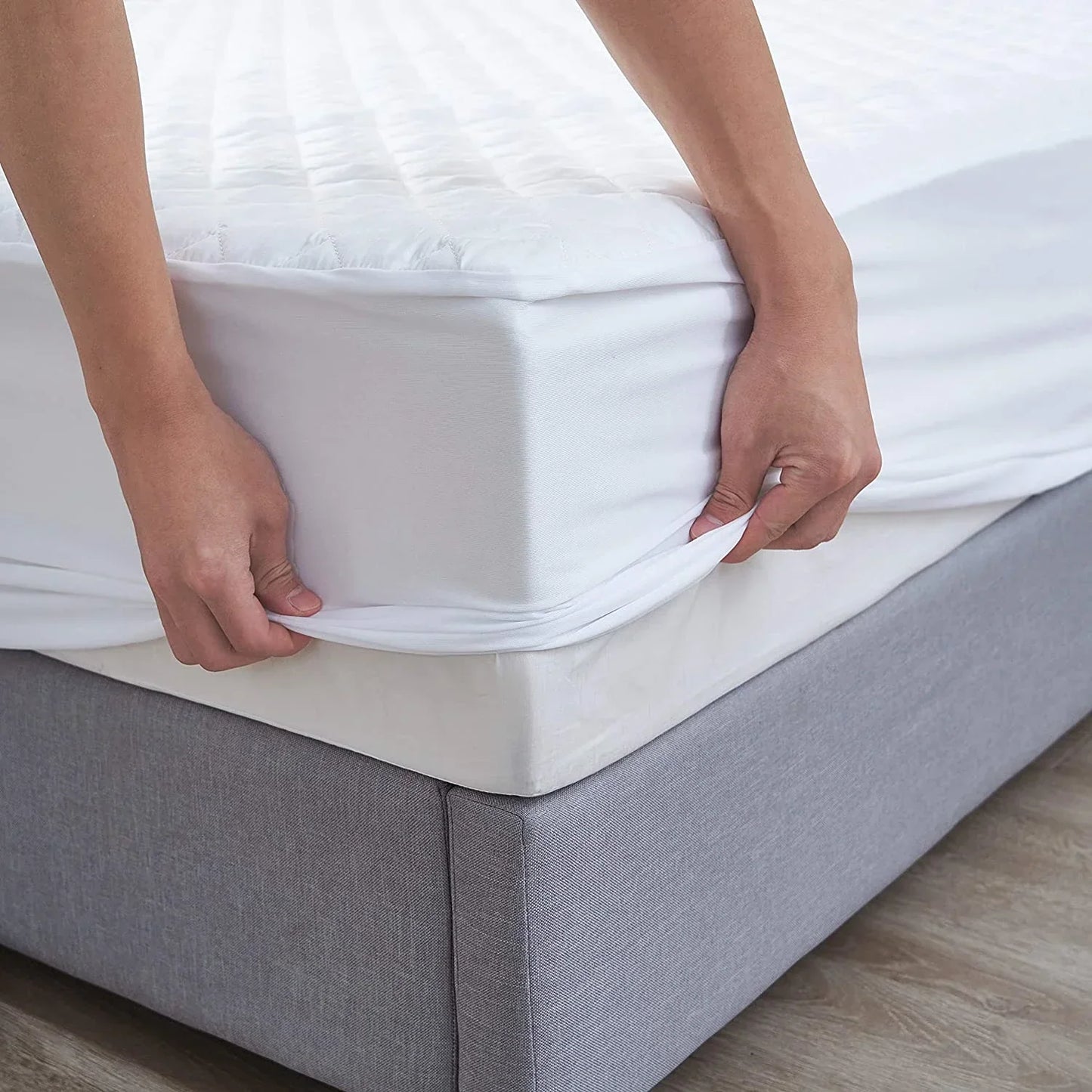 Soft Cotton Quilted 100% Waterproof Fitted Mattress Protector In Skin Color
