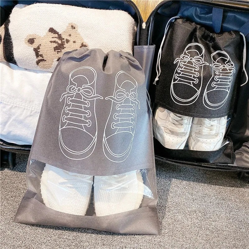 Non-Woven Dustproof Drawstring Bag / Travel Shoe Storage Pouches