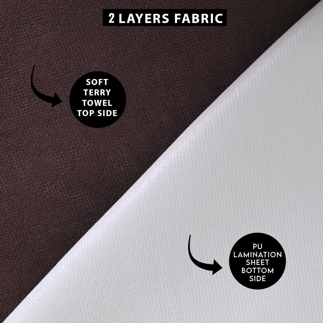 Dyed Terry Towel 100% Waterproof Fitted Mattress Protector In Brown Color