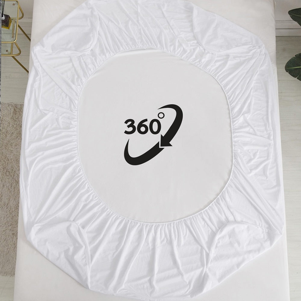 Terry Towel Stripe 100% Waterproof Mattress Protector- Brown