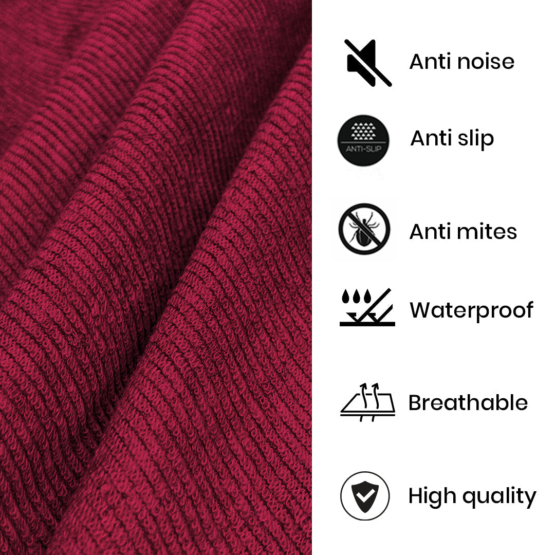 Premium Terry Cotton 100% Waterproof Zipper Mattress Protector In Maroon Color
