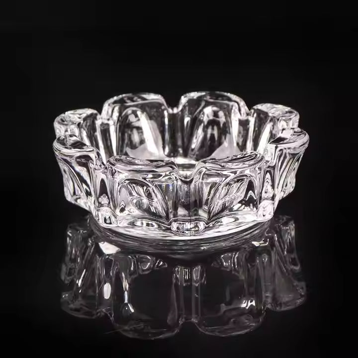 High Quality Antique Clear Flower Round Crystal Glass Ashtray