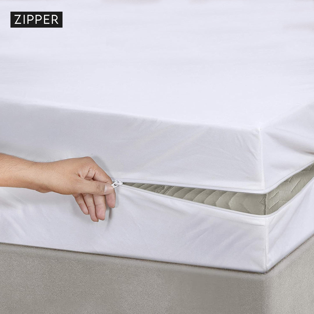 Premium Terry Cotton 100% Waterproof Zipper Mattress Protector In Maroon Color