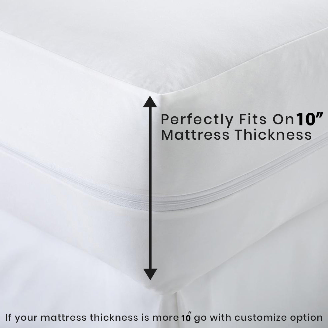 Premium Terry Cotton 100% Waterproof Zipper Mattress Protector In Grey Color