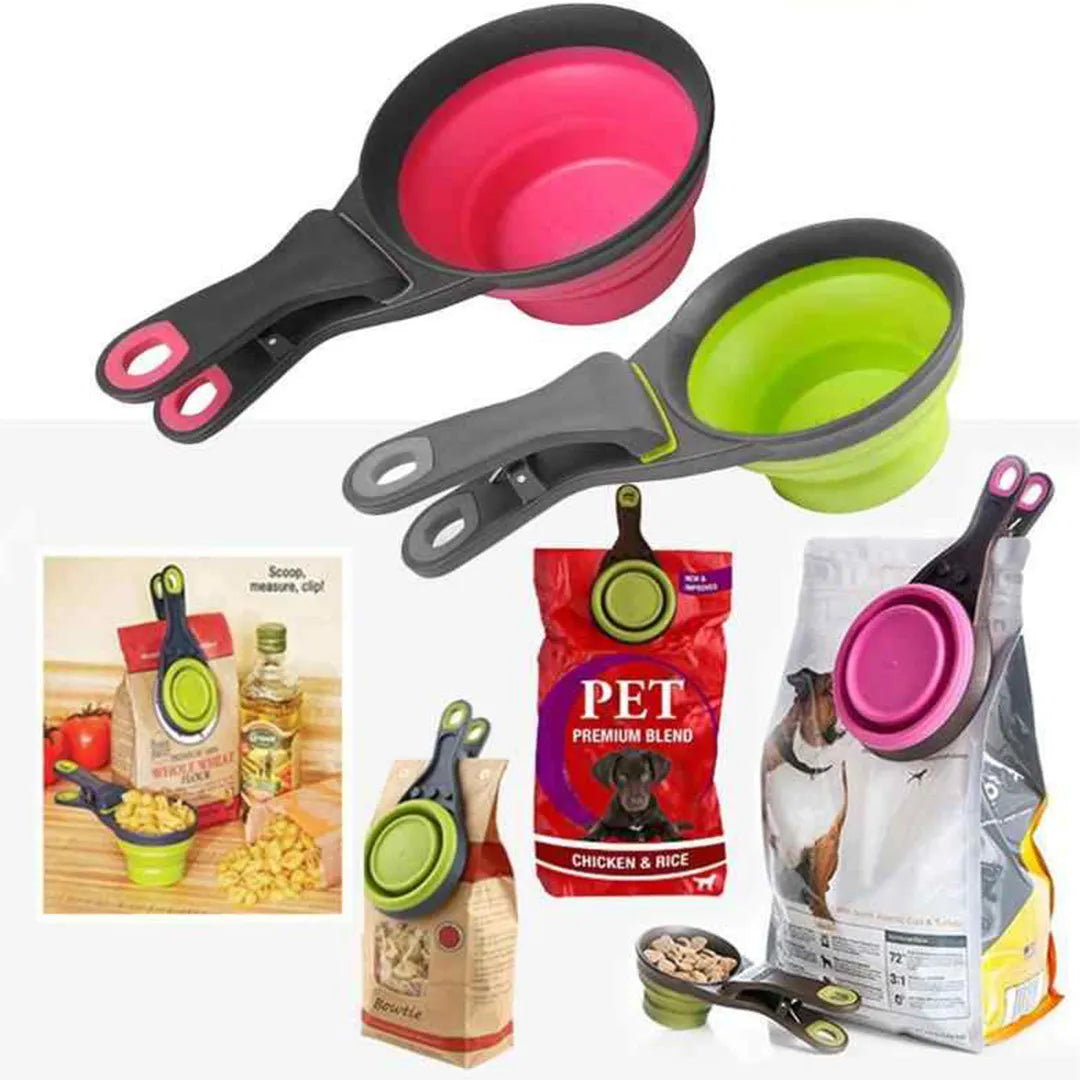 Silicon Foldable Measuring Scoop & Clip
