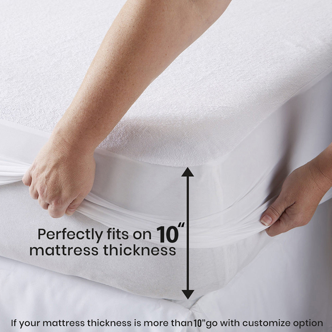 Poly Cotton Fitted Style Waterproof Mattress Protector Maroon Color