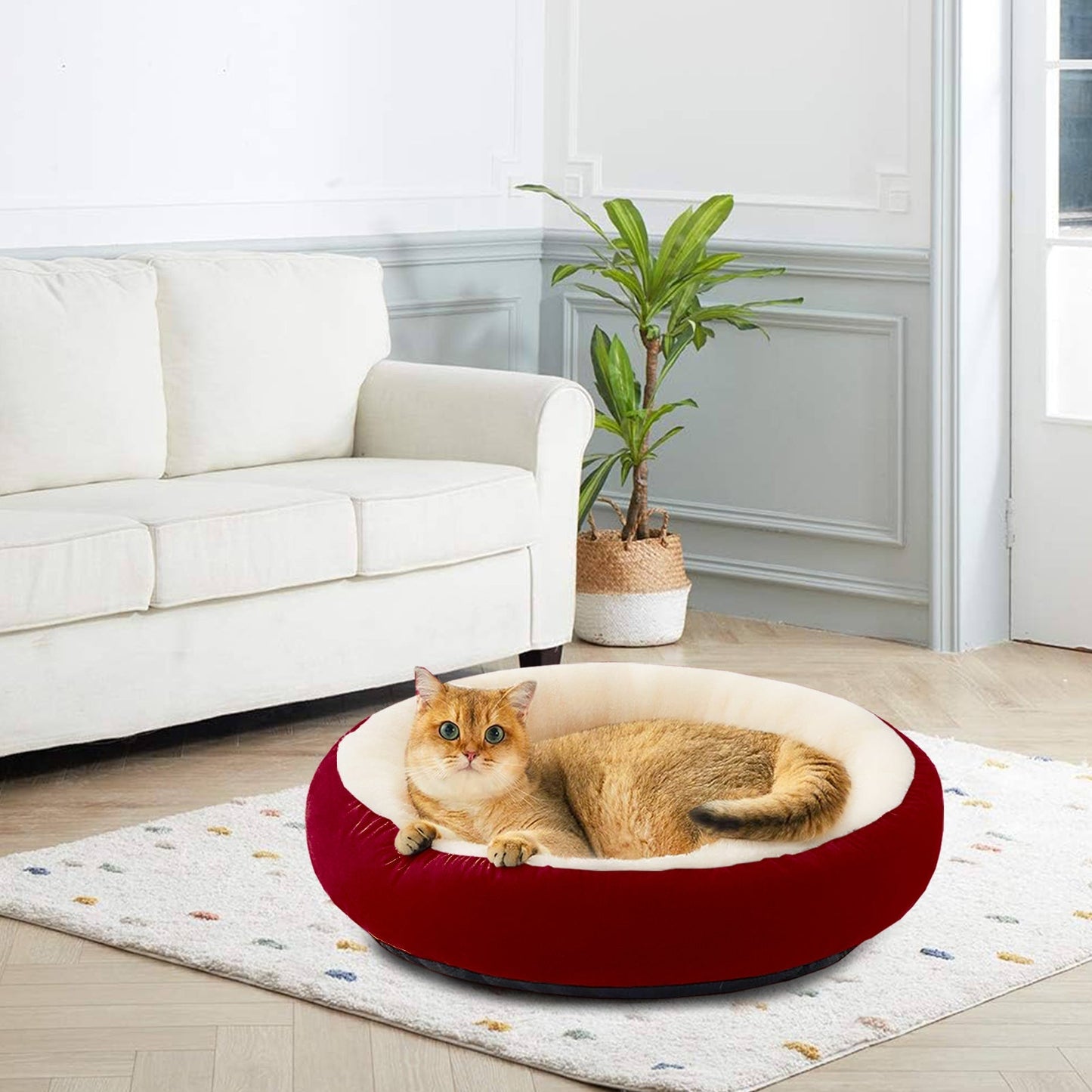 Super Soft Velvet Stuff Round Cat Bed / Cozy Cat Cushion