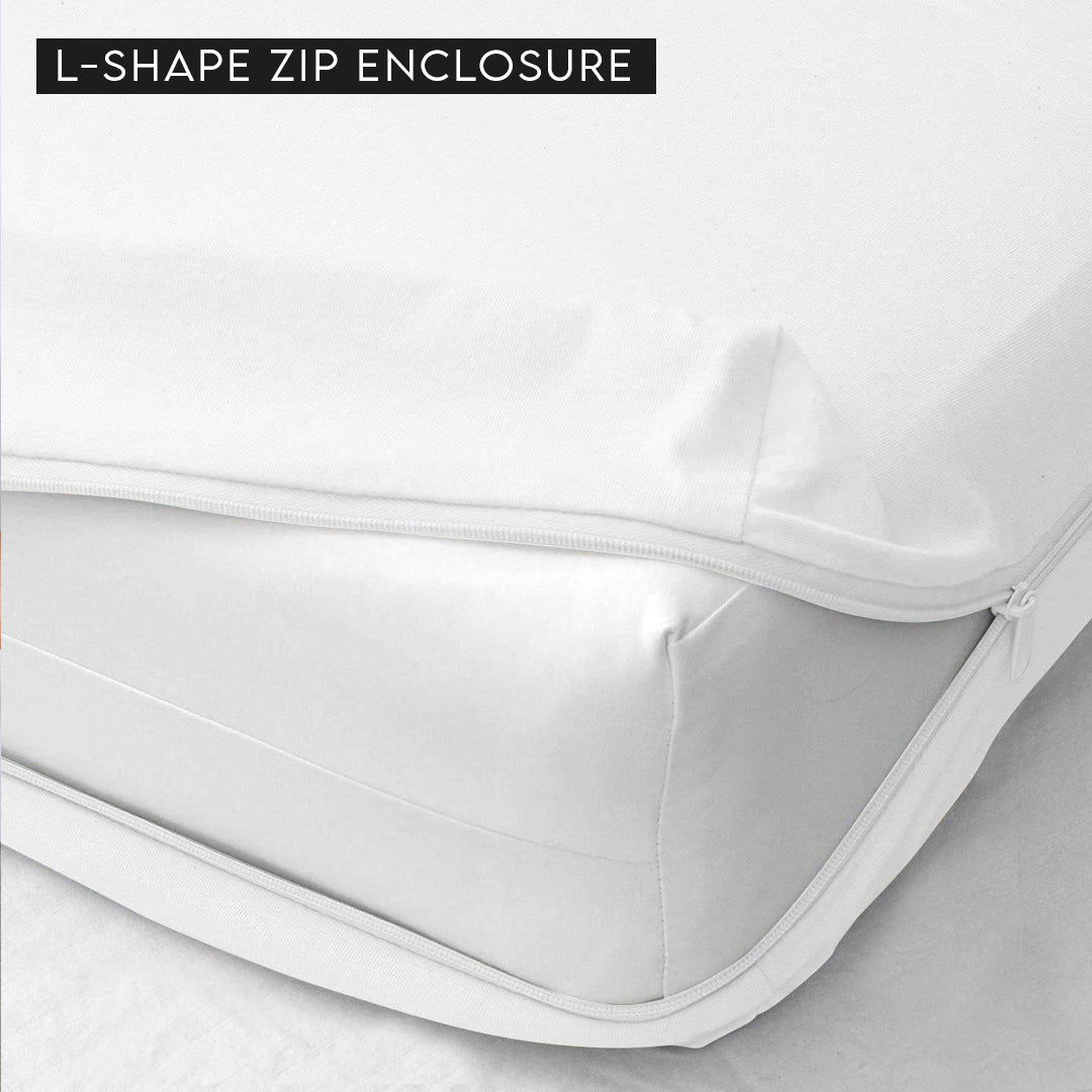 Premium Terry Cotton 100% Waterproof Zipper Mattress Protector In Blue Color