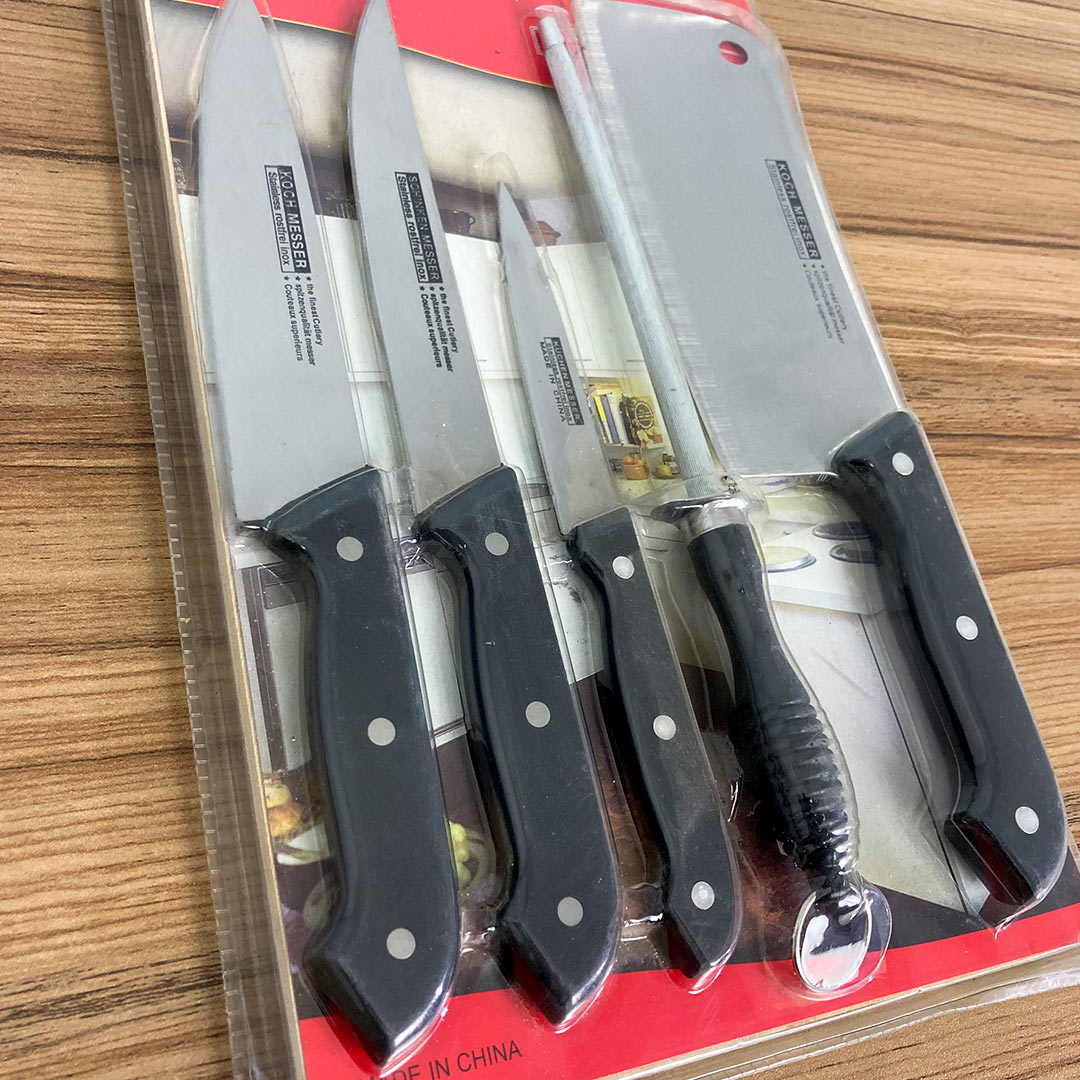 5 Pcs Kitchenware Knife Set With Wooden Chopping Board