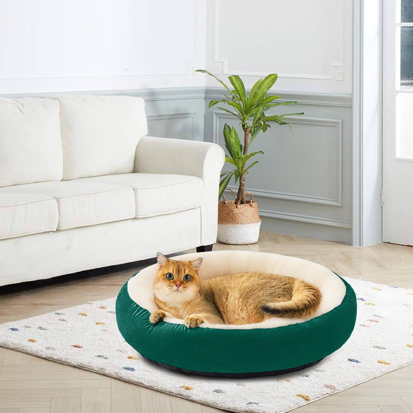 Super Soft Velvet Stuff Round Cat Bed / Cozy Cat Cushion