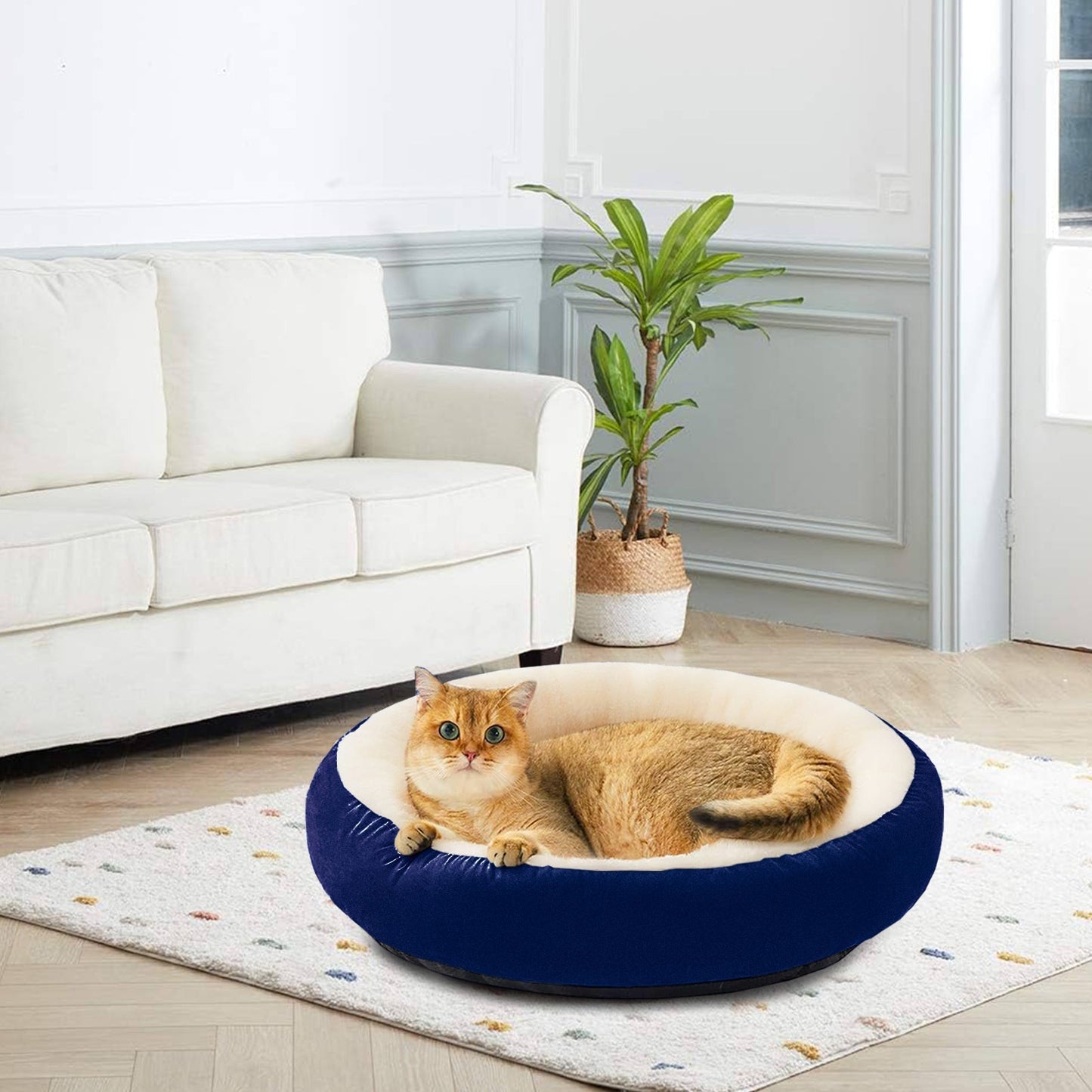 Super Soft Velvet Stuff Round Cat Bed / Cozy Cat Cushion