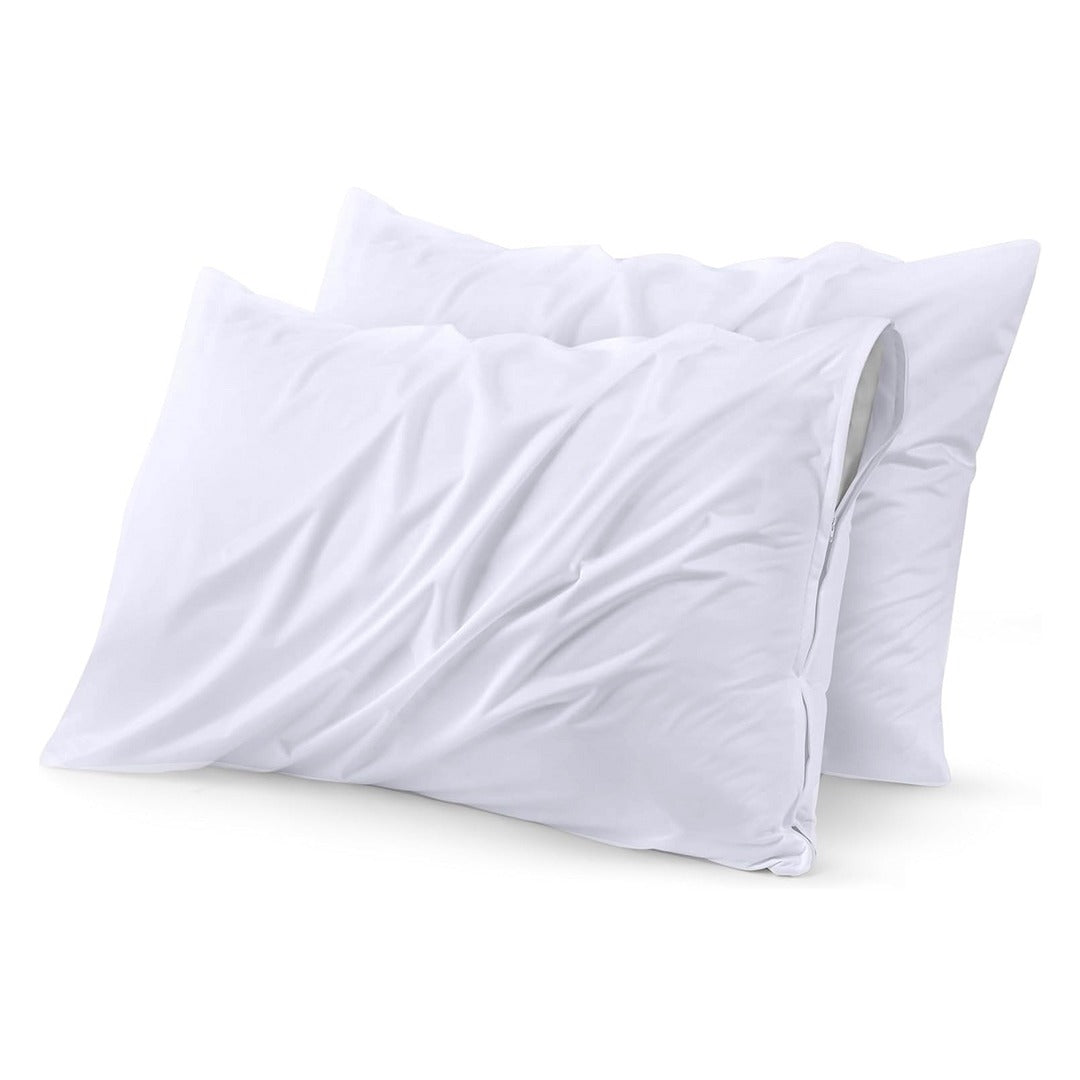 Pair Of Poly Cotton Waterproof Pillow Covers- 4 Colors