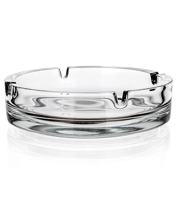 Crystal Glass Ashtray In Round Shape