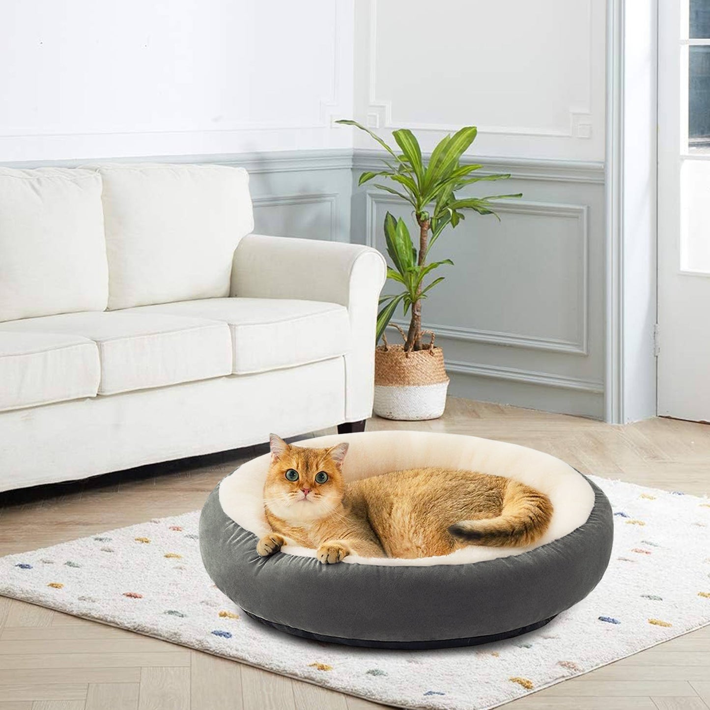 Super Soft Velvet Stuff Round Cat Bed / Cozy Cat Cushion