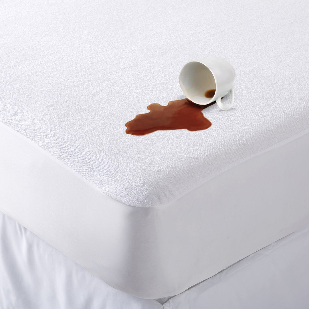 Jointless Recommended Premium & Export Quality Terry Cotton 100% Waterproof Fitted Style Mattress Protector- White Color
