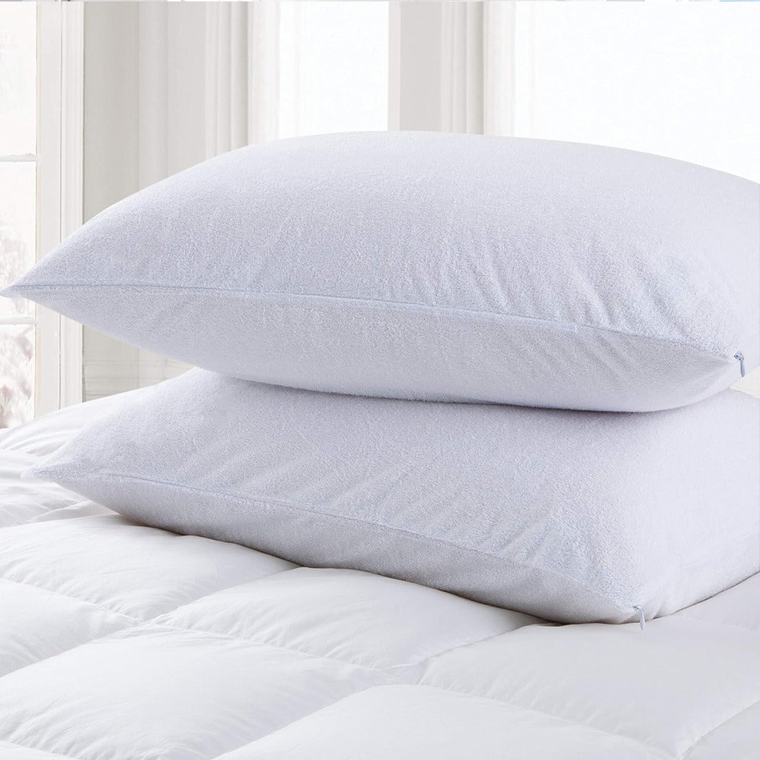 Pair Of Terry Cotton Waterproof Pillow Covers-5 Colors