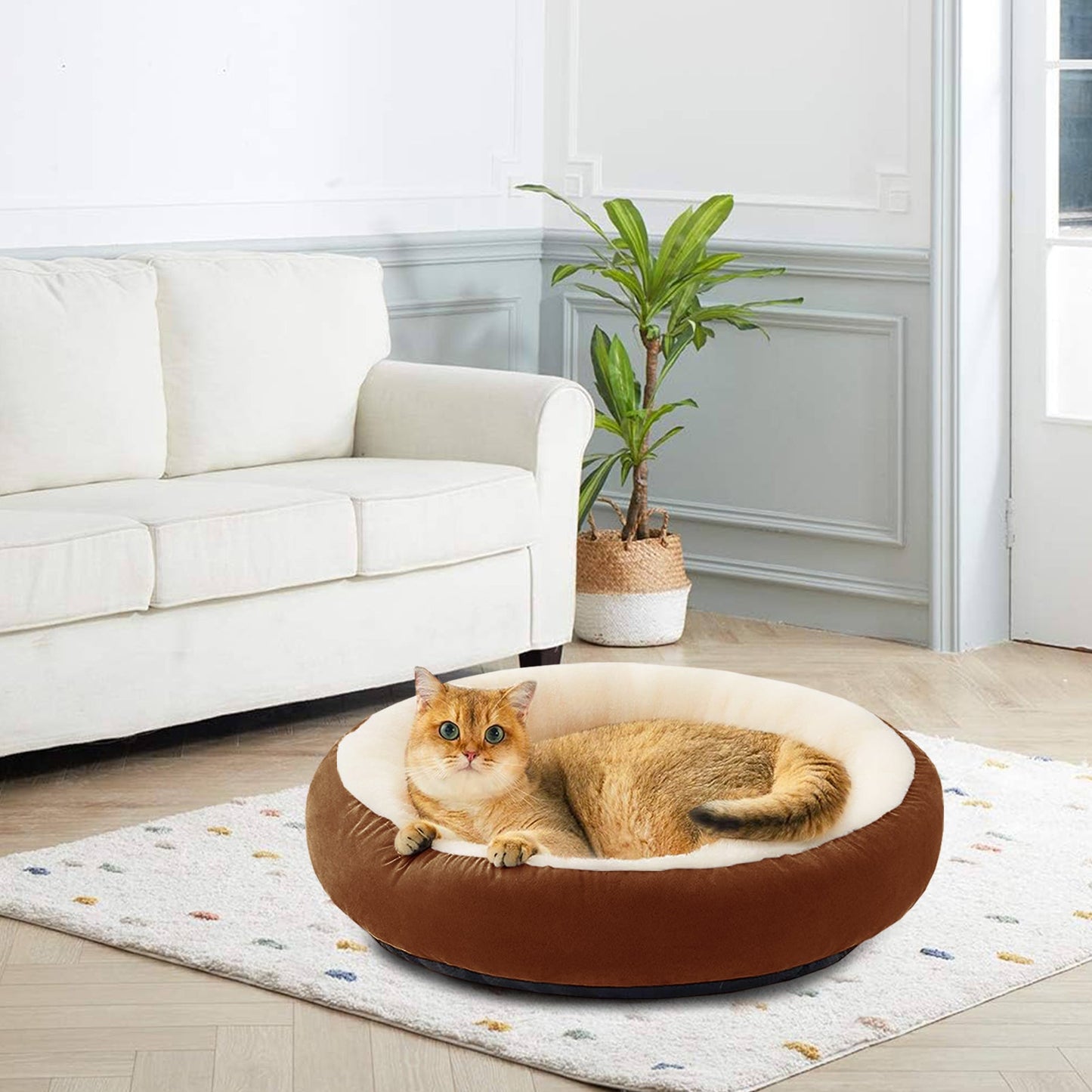 Super Soft Velvet Stuff Round Cat Bed / Cozy Cat Cushion