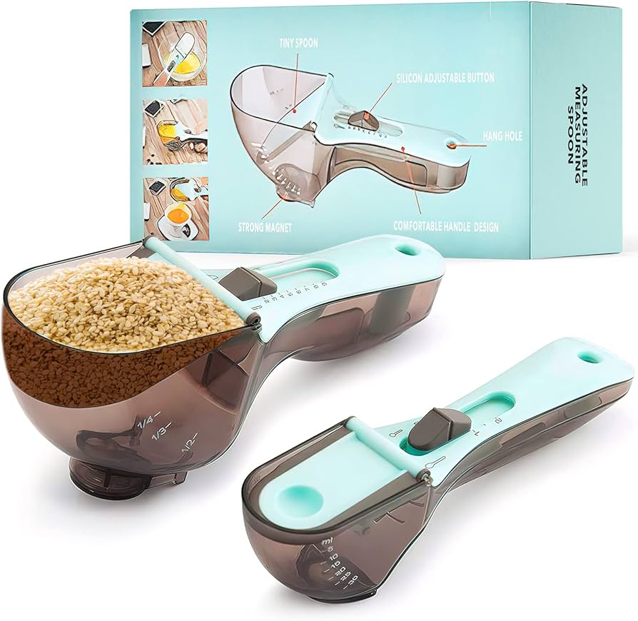 2 Pcs Kitchen Adjustable Measuring Spoon