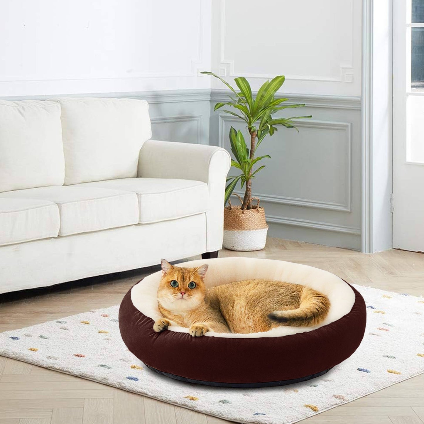Super Soft Velvet Stuff Round Cat Bed / Cozy Cat Cushion