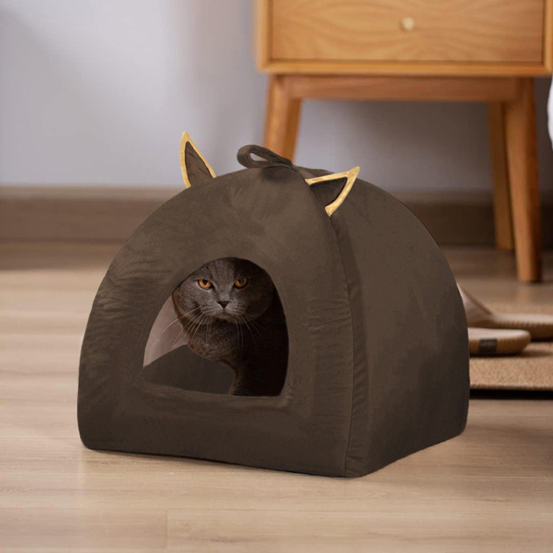 Soft Velvet Stuff Dome Shaped Portable House For Pets