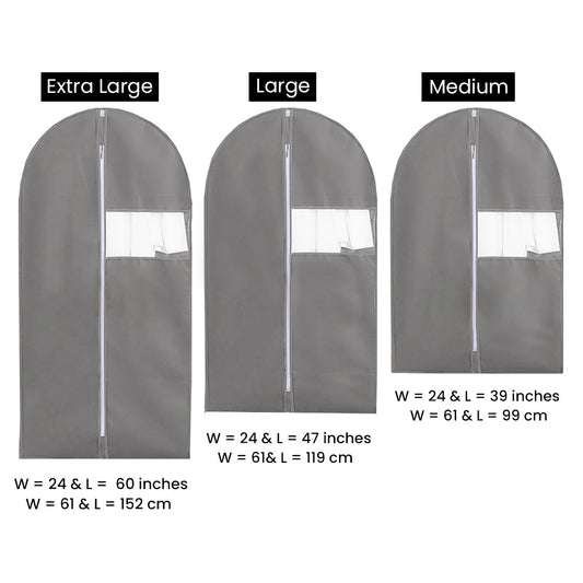 Dust Proof Non-woven Zipper Clothes Cover Bags (Black)