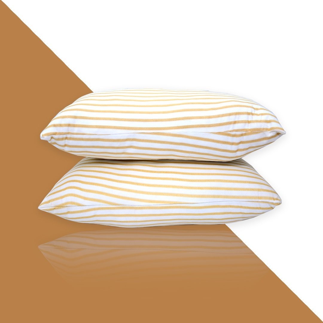 Pair Of Terry Towel Stripe Waterproof Pillow Covers- 3 Colors